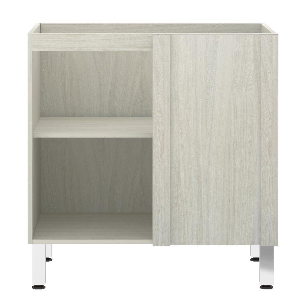 Balcão Sem Tampo De Canto Reto Luciane 80cm Lis Legno Crem e Branco Mat - 2