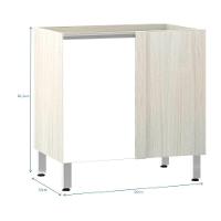 Balcão Sem Tampo De Canto Reto Luciane 80cm Lis Legno Crem e Branco Mat - 3