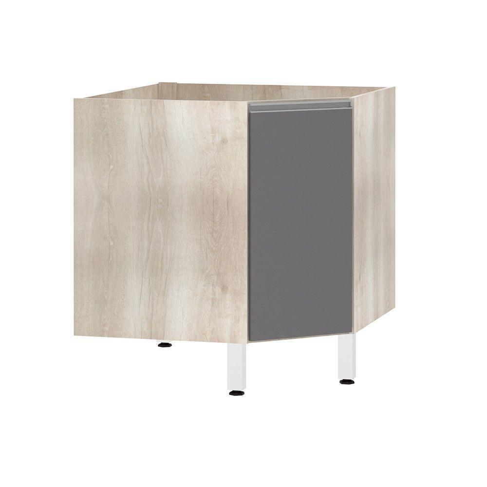 Balcão Sem Tampo Canto Diagonal Luciane Lis Legno Crem e Cinza Puro - 1