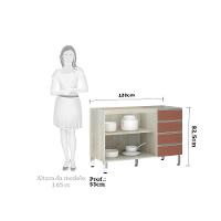 Balcão De Pia Sem Tamp 120cm E Lis Legno Crem e Gaia - 5