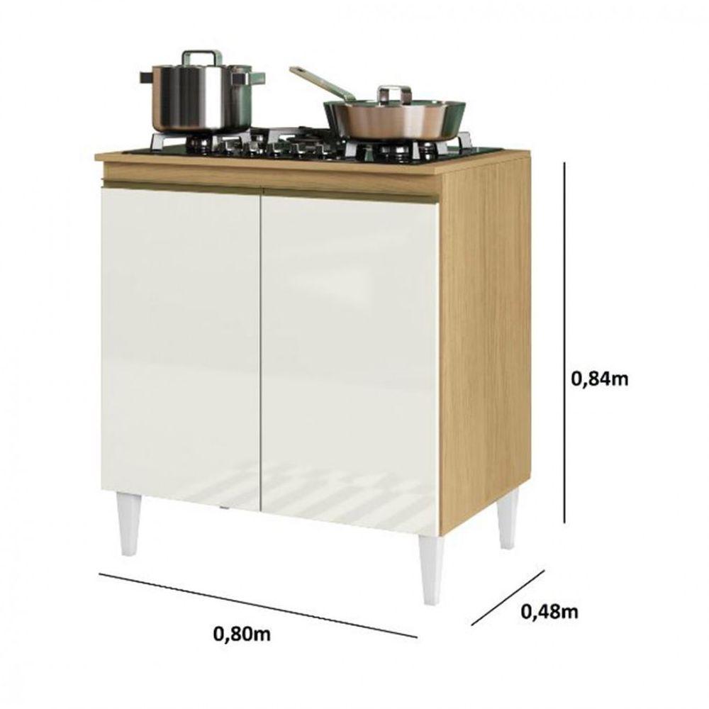 Balcão Aramóveis Kelly Para Cooktop Com 2 Portas Atacama Com Off White - 2