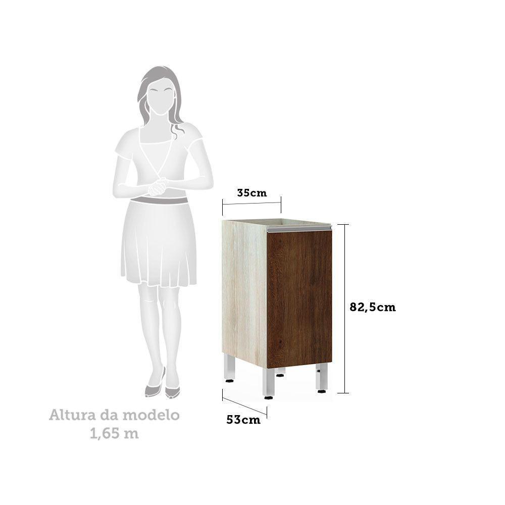 Balcão Sem Tampo 35cm 1 Prateleira Lis Legno Crema Com - 3
