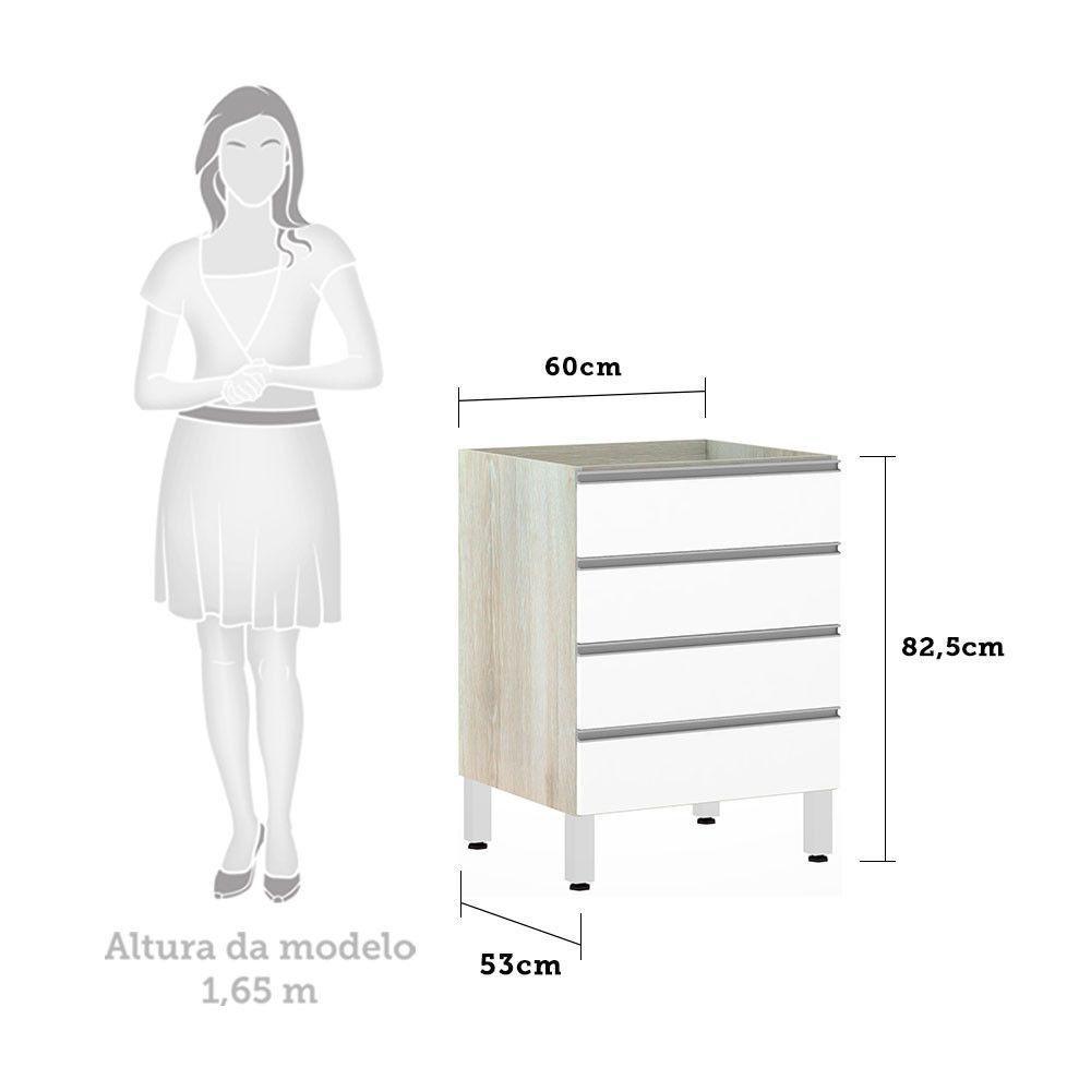 Balcão Sem Tampo Gaveteiro 60cm Lis Legno Crem e Branco Mat - 2