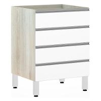 Balcão Sem Tampo Gaveteiro 60cm Lis Legno Crem e Branco Mat - 1