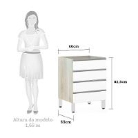 Balcão Sem Tampo Gaveteiro 60cm Lis Legno Crem e Branco Mat - 2