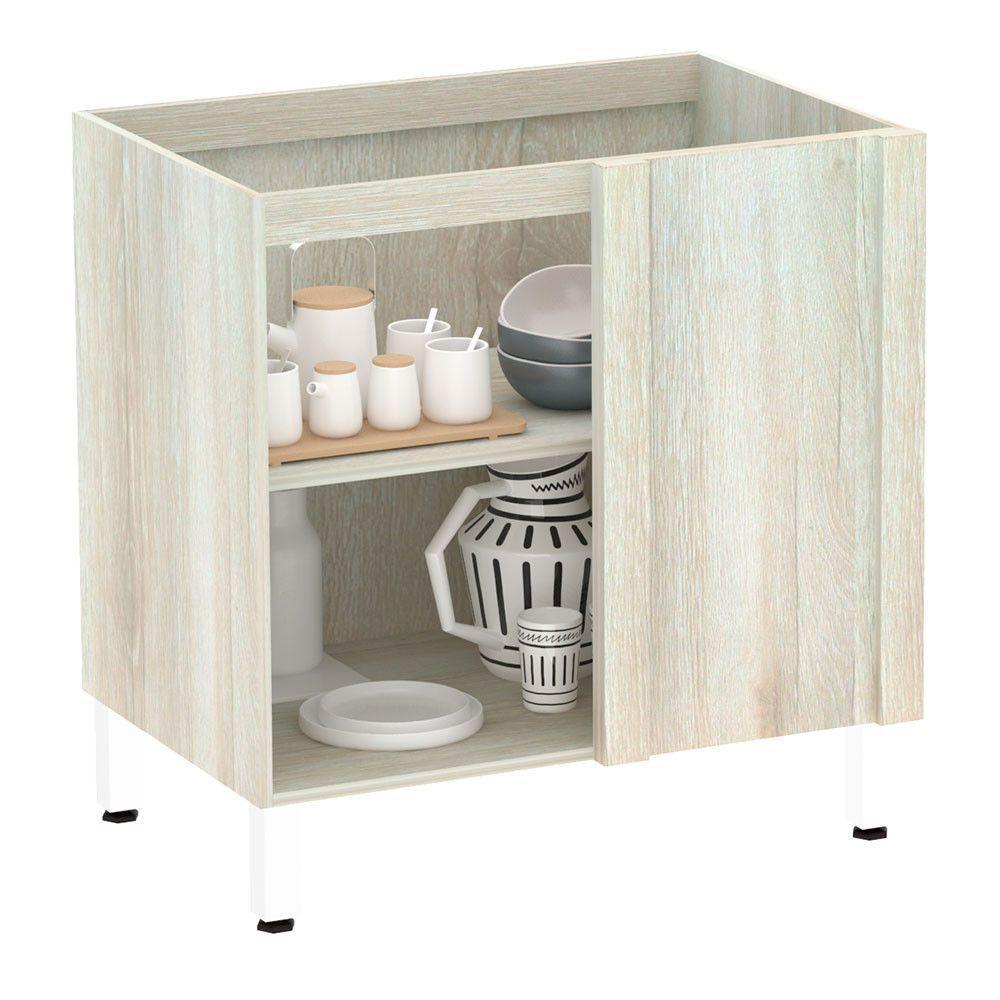 Balcão Sem Tampo De Canto Reto Luciane 80cm Lis Legno Crem e Kashmir - 3