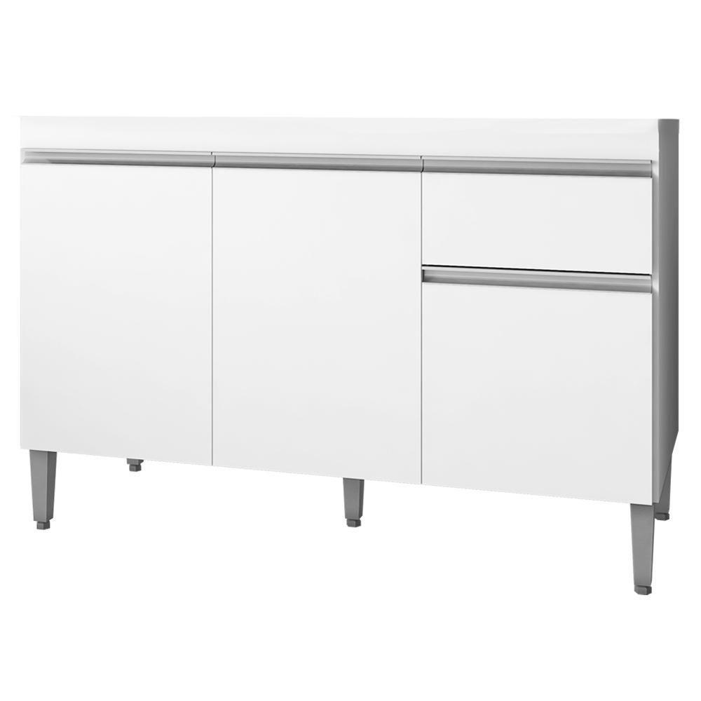 Balcao Para Pia 118 Cm 3 Portas Tatiane Branco Reajl Branco - 1