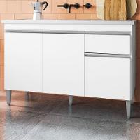 Balcao Para Pia 118 Cm 3 Portas Tatiane Branco Reajl Branco - 2