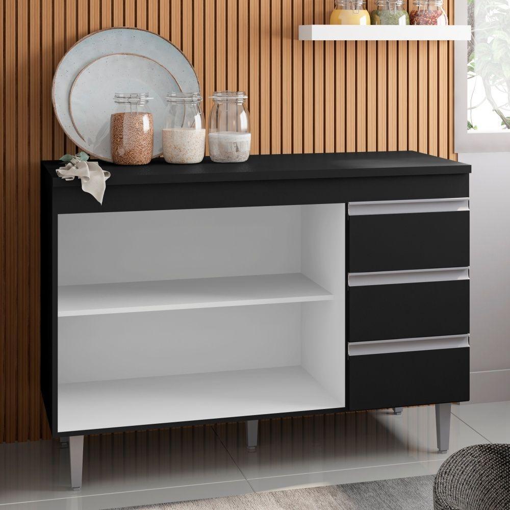 Balcão Anderson 1,2 Preto Sem Tampo - 3