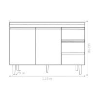Balcão Anderson 1,2 Preto Sem Tampo - 7