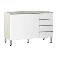 Balcão De Pia Sem Tamp 120cm E Lis Legno Crem e Branco Mat - 1