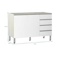 Balcão De Pia Sem Tamp 120cm E Lis Legno Crem e Branco Mat - 4