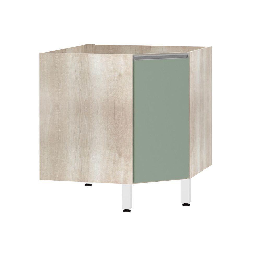 Balcão Sem Tampo Canto Diagonal Luciane Lis Legno Crem e Verde Jade - 1