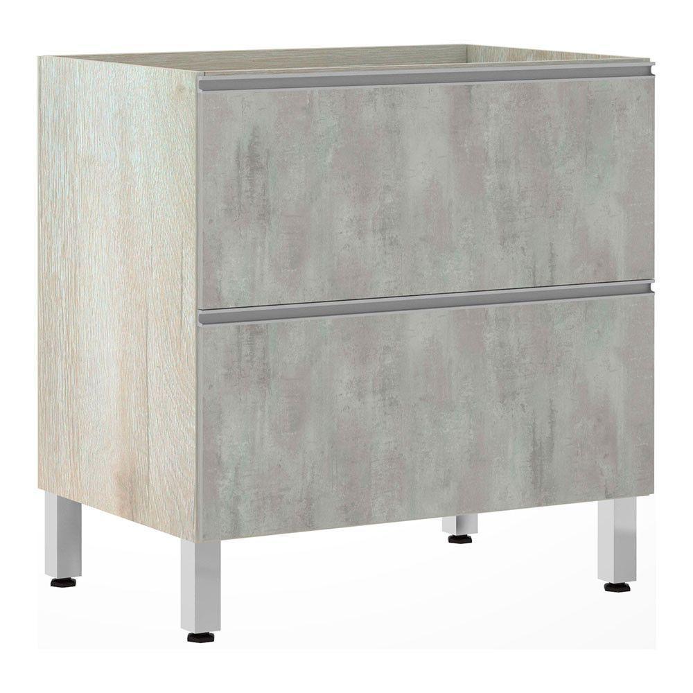 Balcão Sem Tampo 80cm Misto Basculante Lis Legno Crem e Concreto - 1