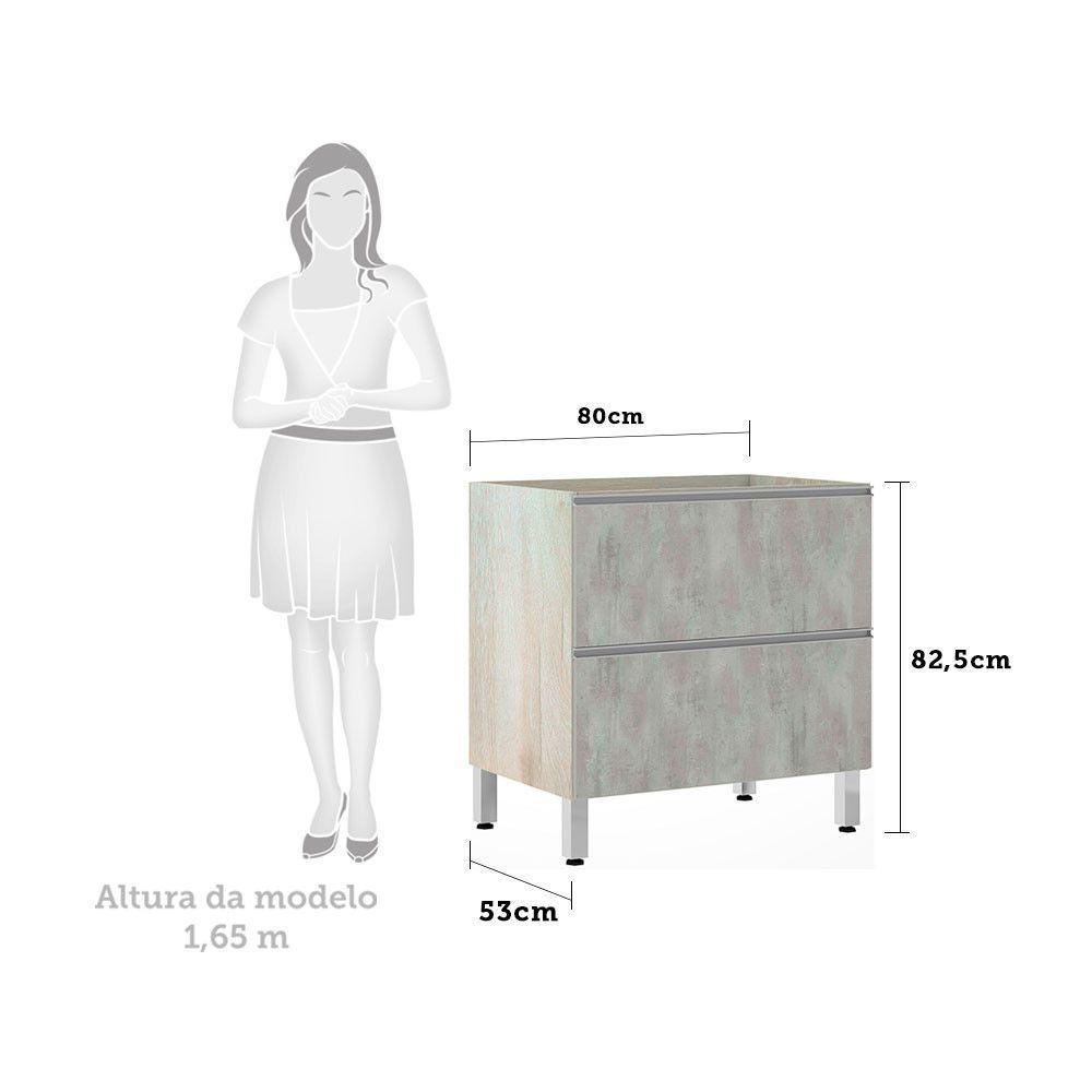 Balcão Sem Tampo 80cm Misto Basculante Lis Legno Crem e Concreto - 2