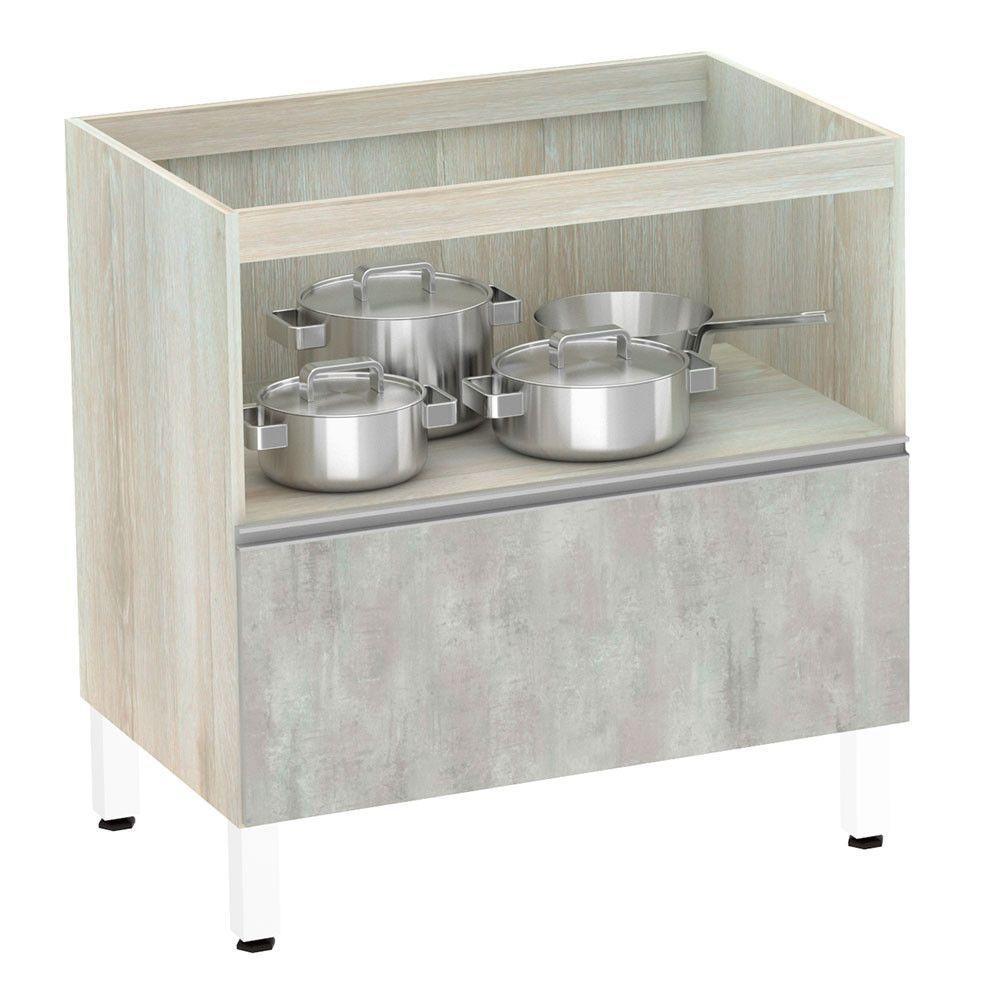 Balcão Sem Tampo 80cm Misto Basculante Lis Legno Crem e Concreto - 3