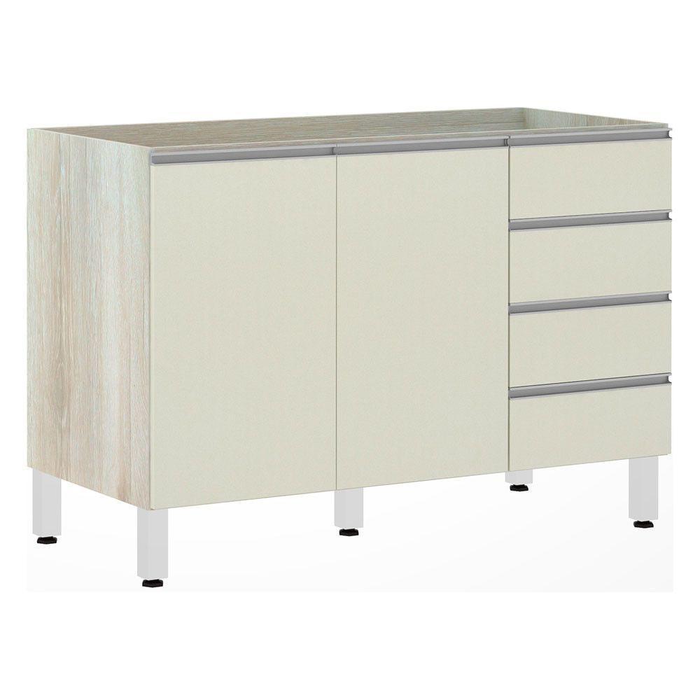 Balcão De Pia Sem Tamp 120cm E Lis Legno Crem e Kashmir - 1