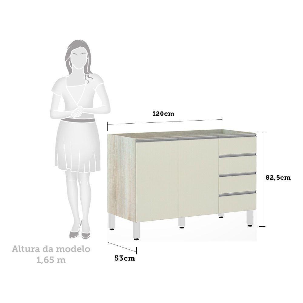 Balcão De Pia Sem Tamp 120cm E Lis Legno Crem e Kashmir - 2