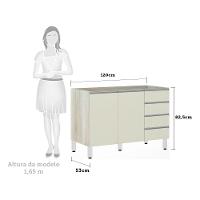 Balcão De Pia Sem Tamp 120cm E Lis Legno Crem e Kashmir