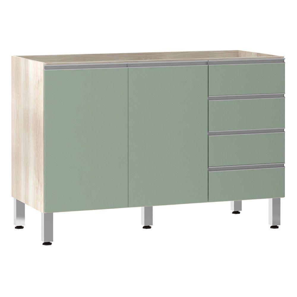 Balcão De Pia Sem Tamp 120cm E Lis Legno Crem e Verde Jade - 1