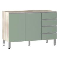 Balcão De Pia Sem Tamp 120cm E Lis Legno Crem e Verde Jade - 1