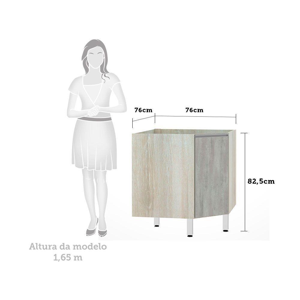 Balcão Sem Tampo Canto Diagonal Luciane Lis Legno Crem e Concreto - 2