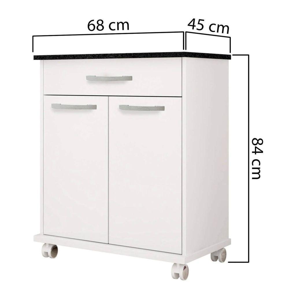 Balcão De Cozinha 2 Portas 1 Gaveta Girassol Kaiki Móveis Branco - 7