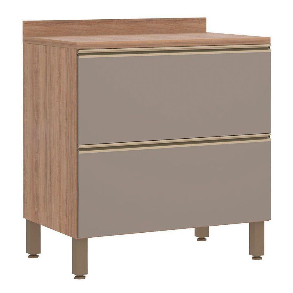 Balcão Luciane Yara 80 Cm 2 Gavetões Com Tampo 1303/199 Vanilla/Grafite - 1