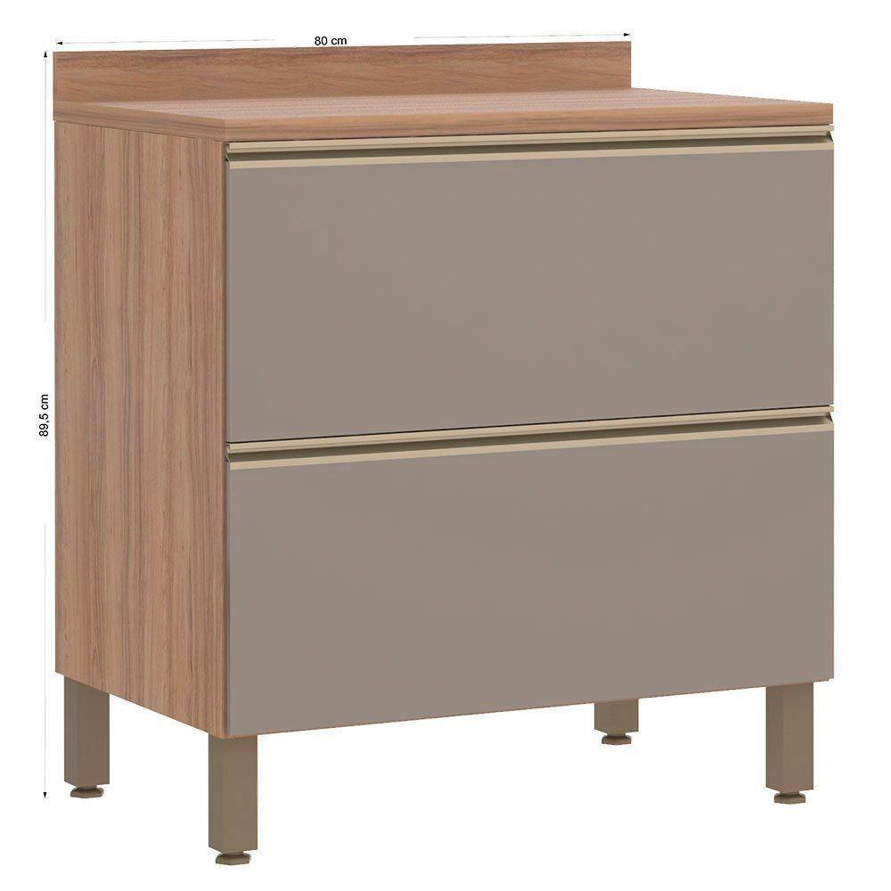 Balcão Luciane Yara 80 Cm 2 Gavetões Com Tampo 1303/199 Vanilla/Grafite - 2