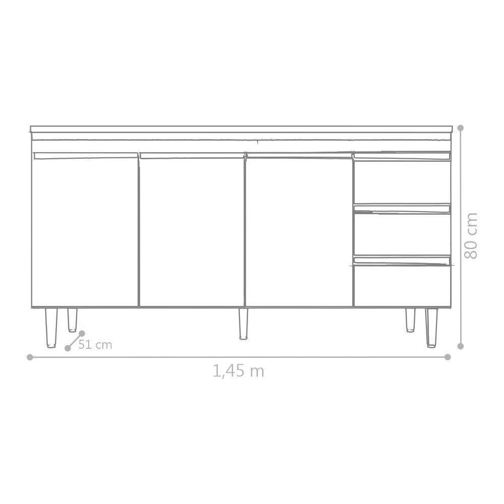 Balcão Anderson 1,5 Preto Sem Tampo - 4