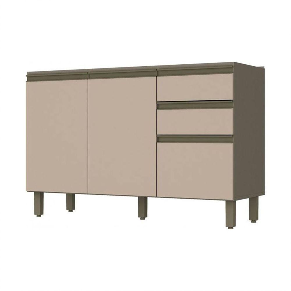 Balcão Para Pia 2 Gavetas 3 Portas 120 Cm Henn Duna/Cristal - 1