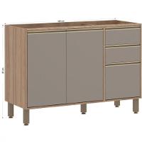 Balcão Luciane Yara 2 Portas 3 Gavetas Sem Tampo 120 Cm 1304/199 Vanilla/Grafite - 2