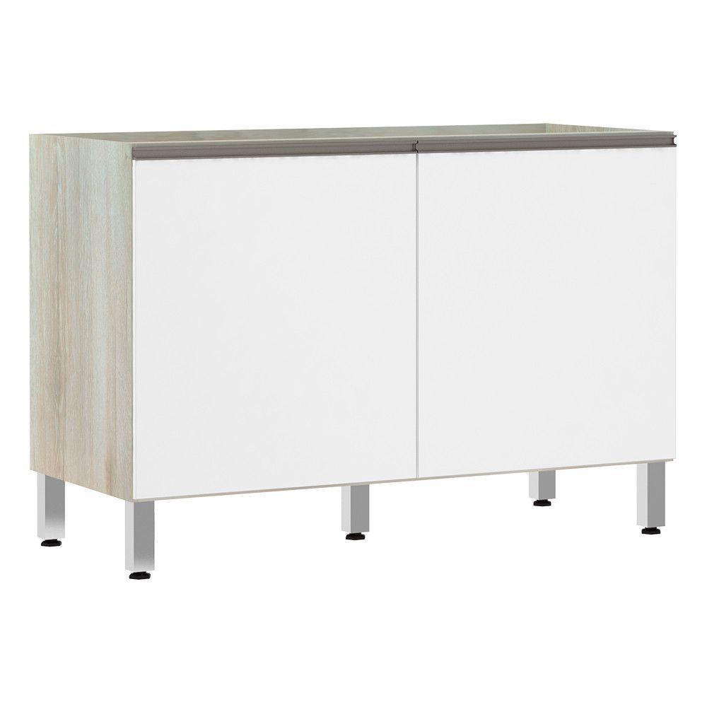 Balcão De Pia Sem Tamp 120cm Luci Legno Crem e Branco - 1
