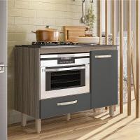 Balcão Cozinha P/ Cooktop 105cm Com 1 Porta E 1 Gaveta Carvalho Nature/chumbo Carvalho Nature/chumbo - 4