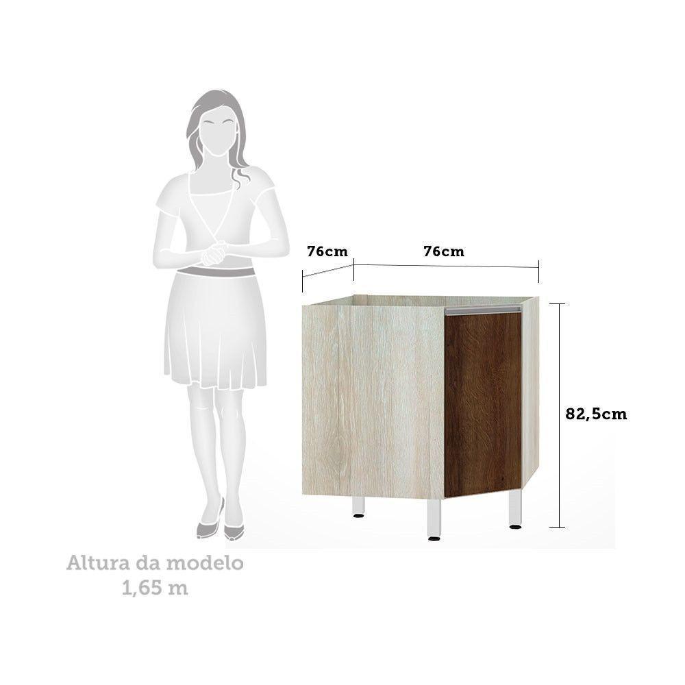 Balcão Sem Tampo Canto Diagonal Luciane Lis Legno Crema Com - 2