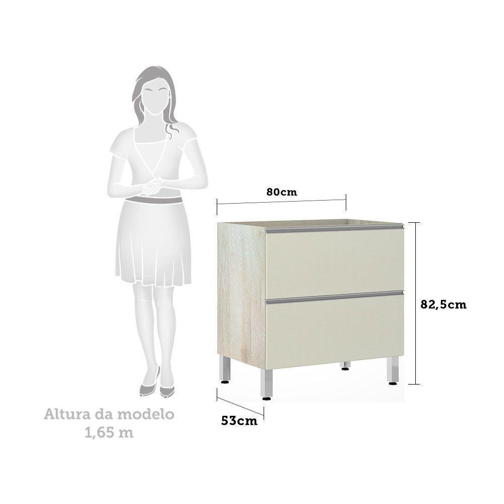 Balcão Sem Tampo 80cm Misto Basculante Lis Legno Crem e Kashmir - 2