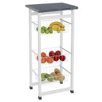 Fruteira Cozinha Aço Granito Chão 3 Cestos Bebedouro Branca - 1