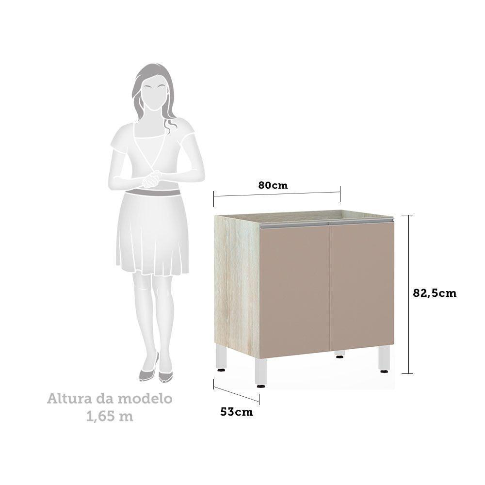 Balcão Sem Tampo 80cm Lis Legno Crem e Connect - 2