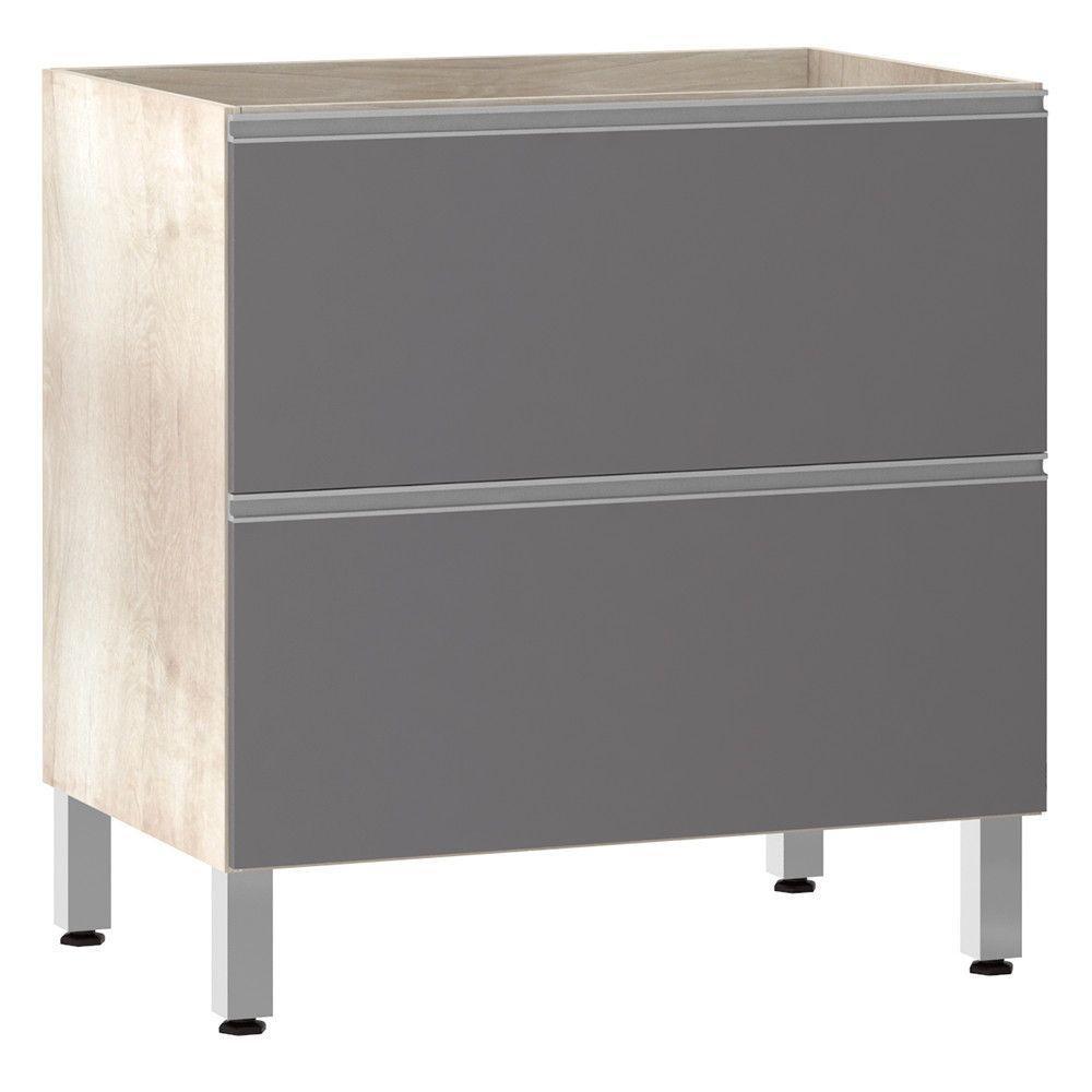 Balcão Sem Tampo 80cm Misto Basculante Lis Legno Crem e Cinza Puro - 1