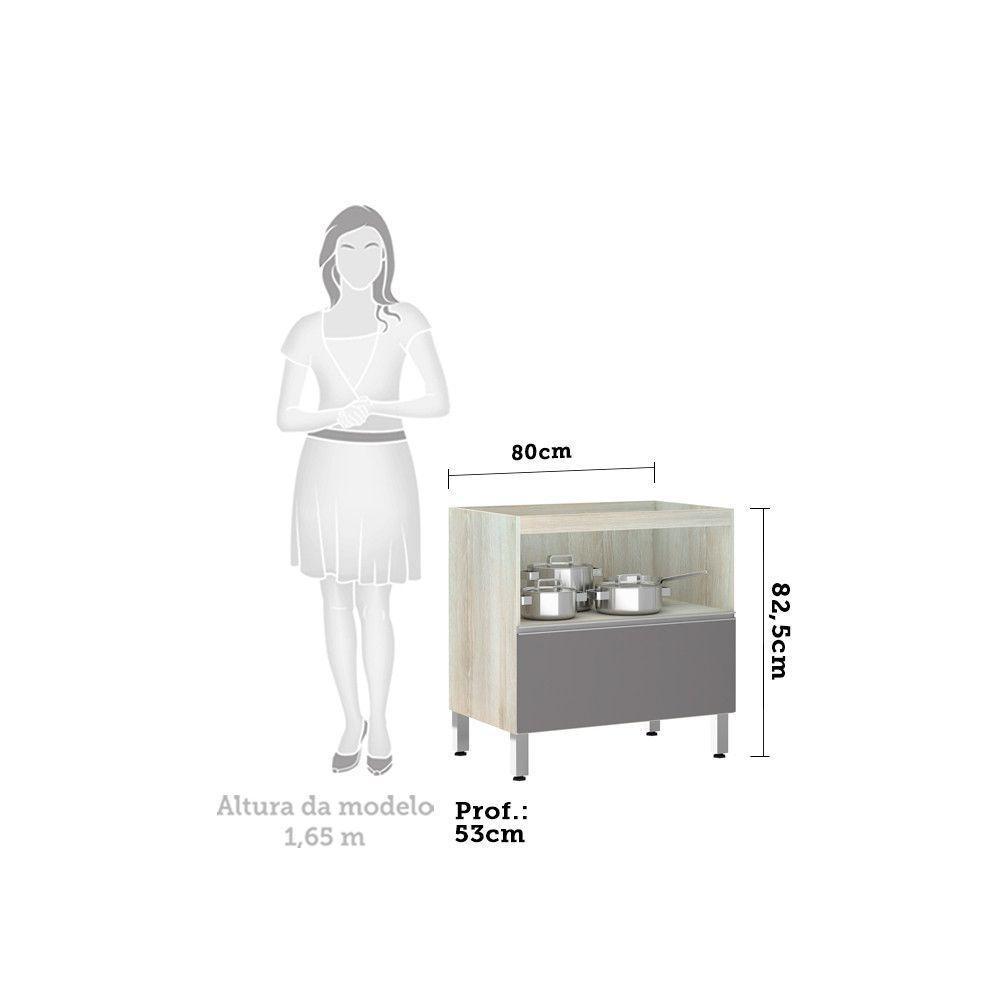 Balcão Sem Tampo 80cm Misto Basculante Lis Legno Crem e Cinza Puro - 2