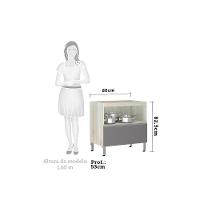 Balcão Sem Tampo 80cm Misto Basculante Lis Legno Crem e Cinza Puro - 2