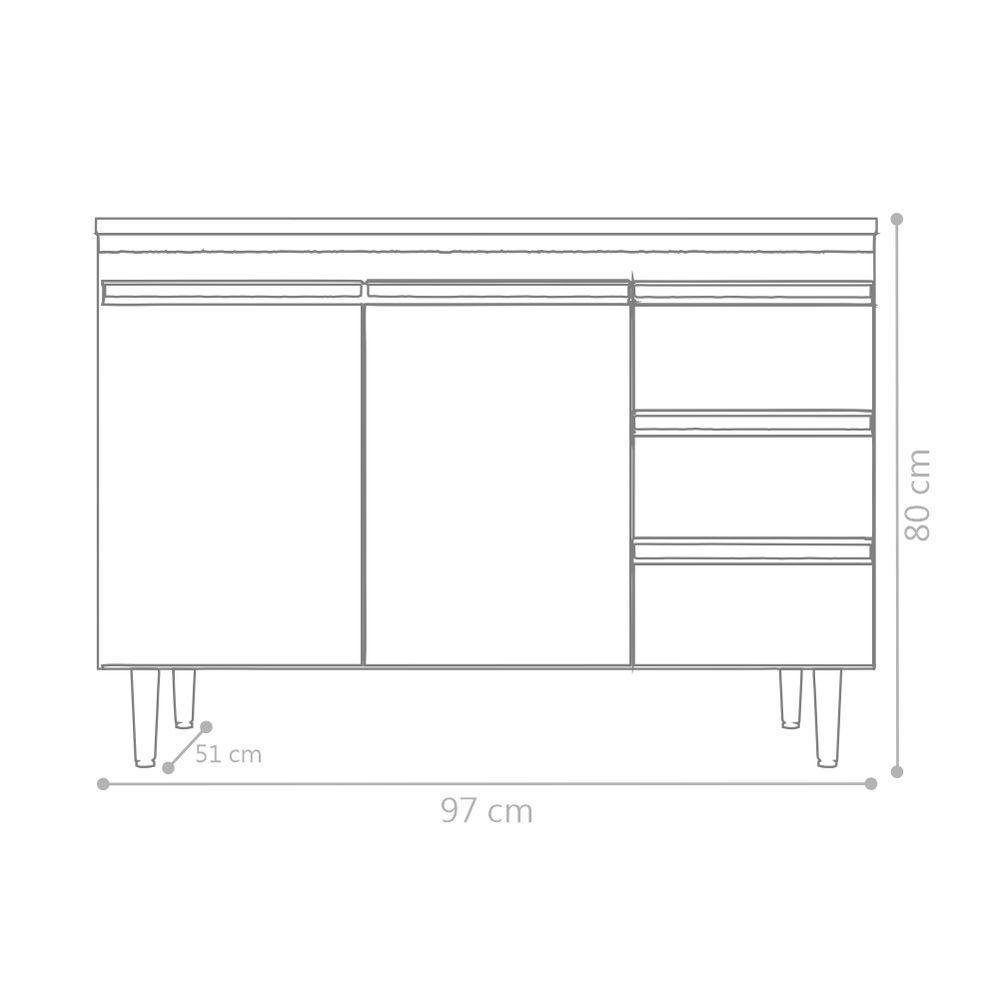 Balcão Anderson Preto Sem Tampo - 4
