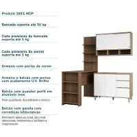 Cozinha Completa 4 Peças E Balcão Branco Laca E Nogueira - 3