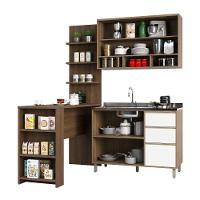 Cozinha Completa 4 Peças E Balcão Branco Laca E Nogueira - 6