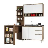 Cozinha Completa 4 Peças E Balcão Branco Laca E Nogueira - 8