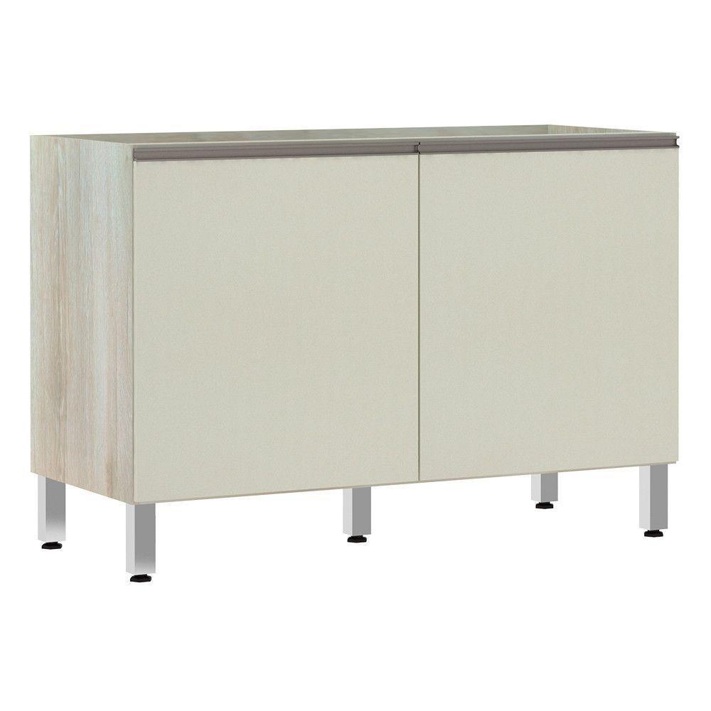 Balcão De Pia Sem Tampo Para Cozinha 120cm 2 Portas Luci Luciane Móveis Legno Crema Com Kashmir - 1