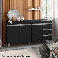 Balcao Para Pia 155 Cm 3 Portas Andreia Preto Reajl Preto