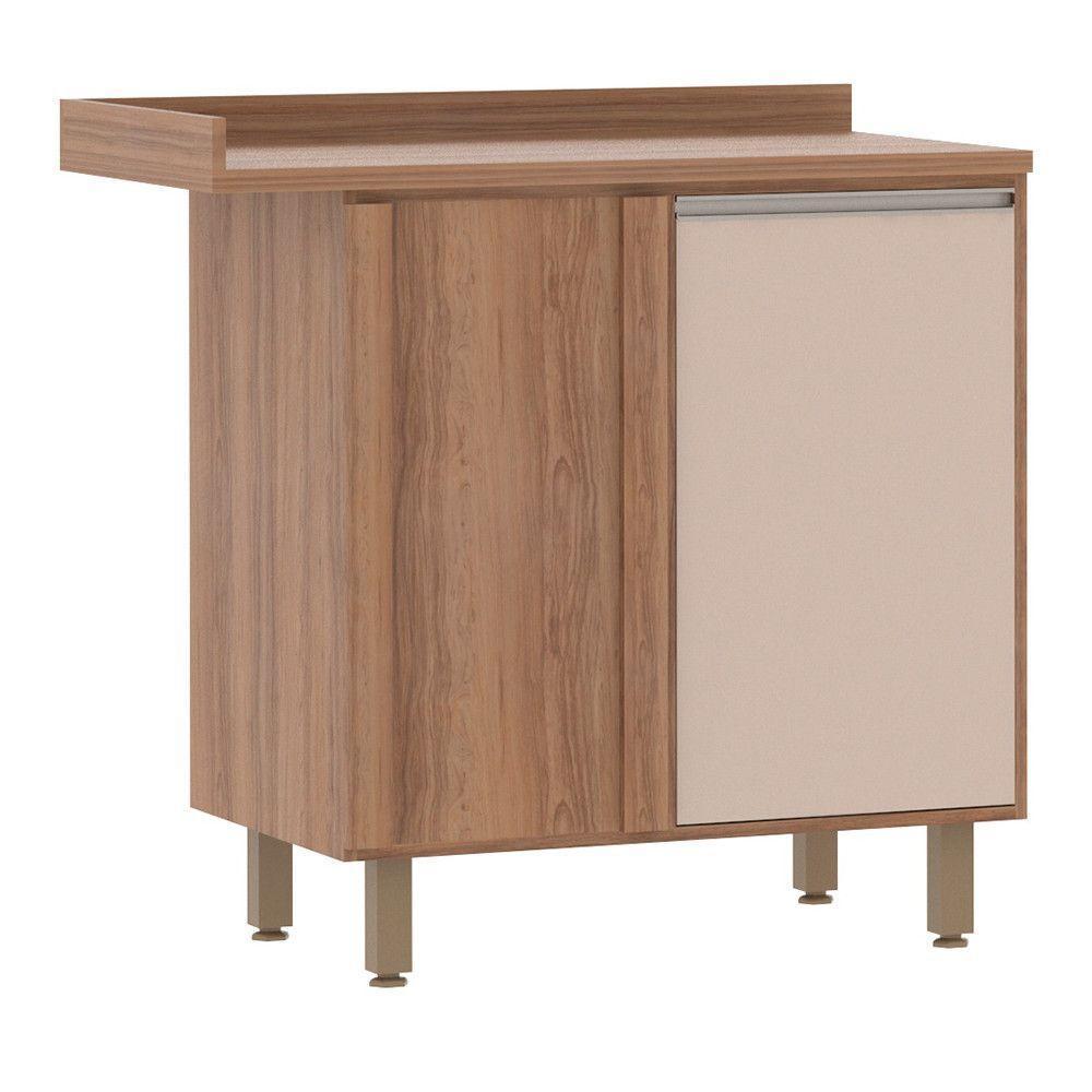 Balcão e Tampo Canto Reto 95 Cm De Abrir 1 Prateleira Lari Vanill e Connect - 1