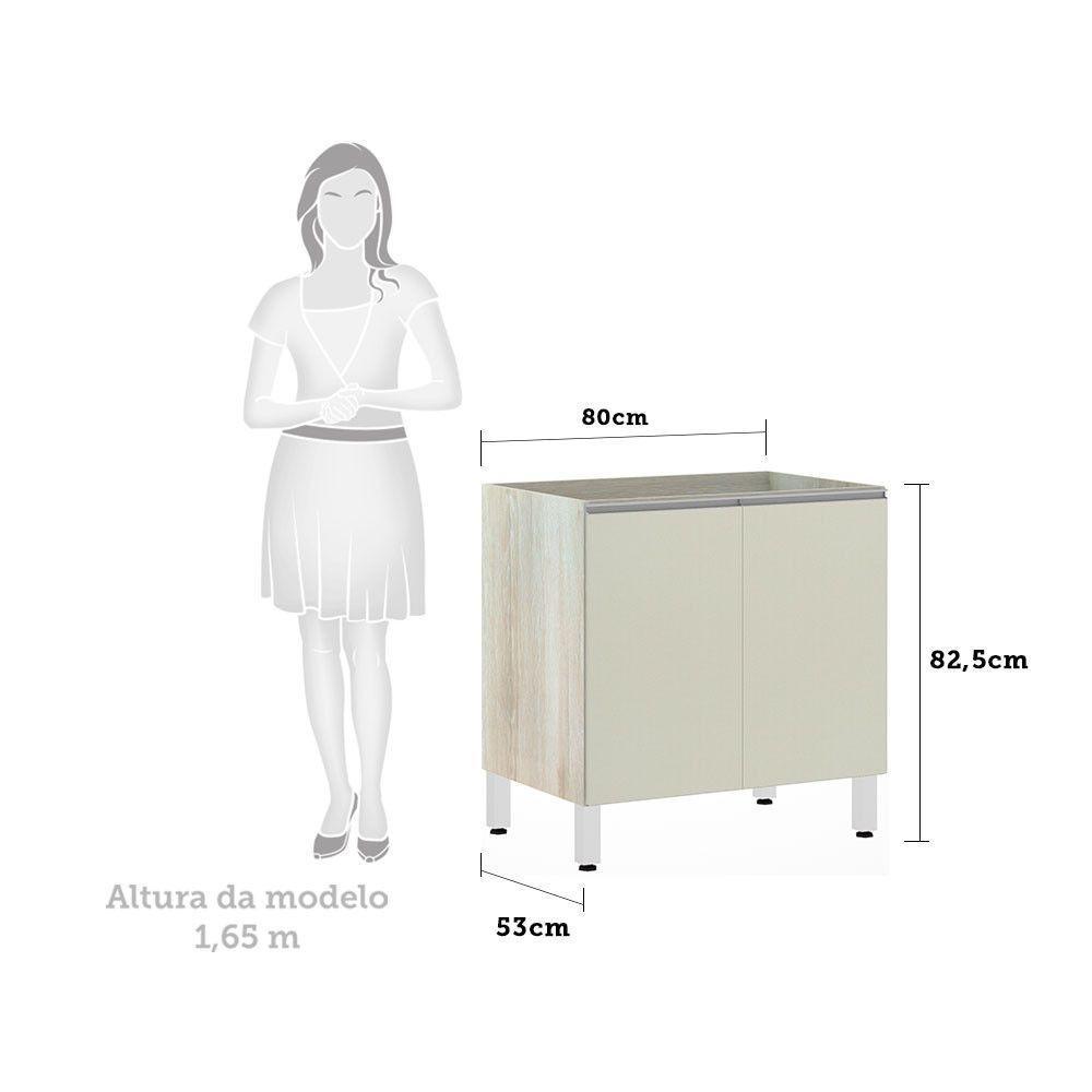 Balcão Sem Tampo 80cm Lis Legno Crem e Kashmir - 2