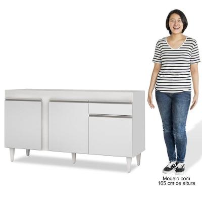Balcão Gabinete Para Pia 150cm Sem Tampo 3 Portas 1 Gaveta